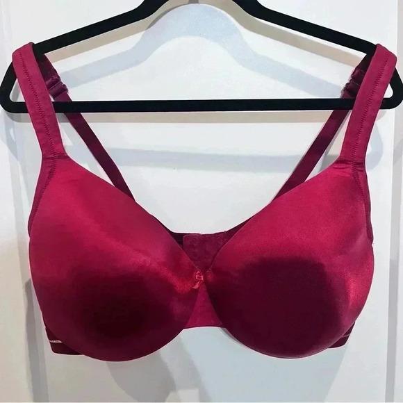 Cacique Other - Cacique cranberry red underwire satin lined full coverage bra size 42DDD